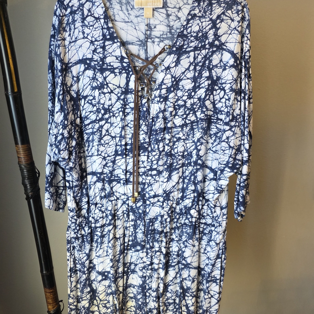 MICHAEL Michael Kors Navy Abstract Long Sleeve Dress